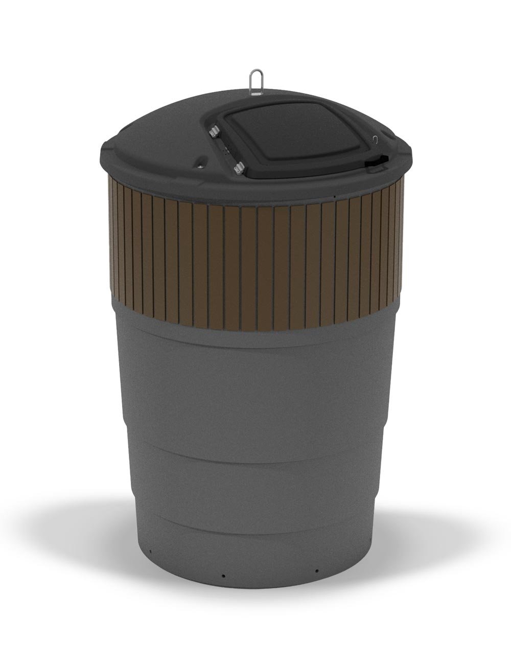 EarthBin Front-Load Semi-In-Ground system showing above-grade unit and below-grade sealed container